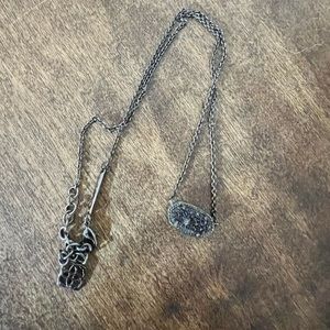 Kendra Scott Black Druzy and Gunmetal Ellie Necklace